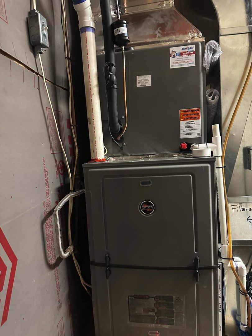 New gas furnace installed by Right A Way in the same utility room